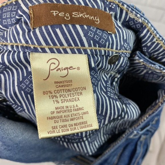 Paige Women's Peg Skinny Jeans Size 28 Blue Denim USA Cotton Blend - Picture 8 of 8